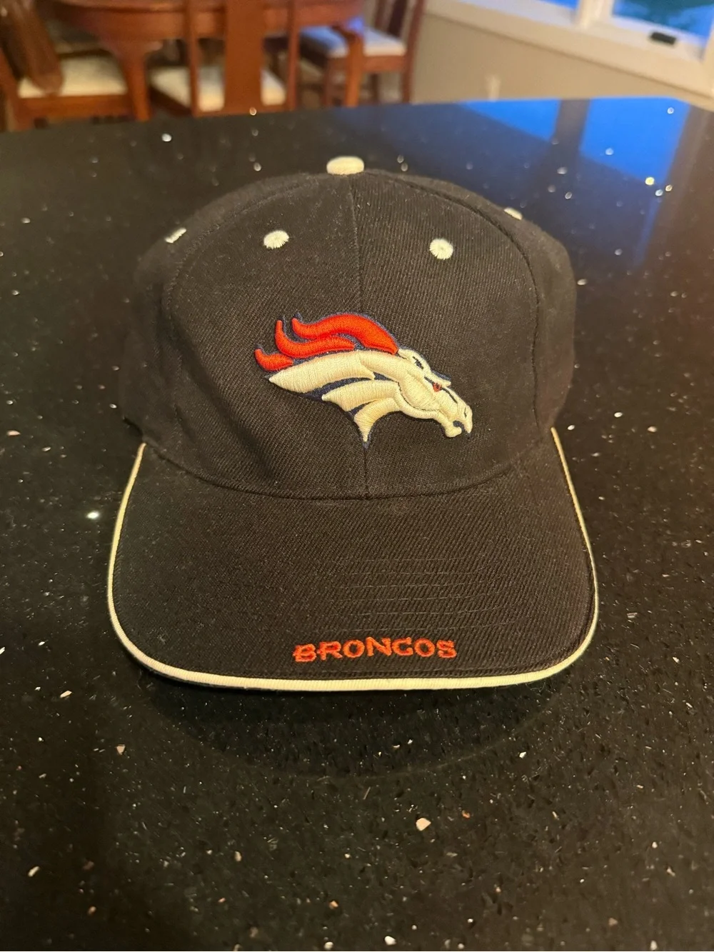 Denver Broncos Embroidered Logo Baseball Cap - Black with Orange Accents